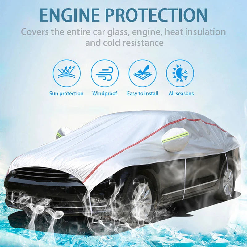 SEAMETAL Universal Half Car Covers Indoor Outdoor Dustproof Snowproof Waterproof Protection Cover Cars for Sedan Suv Sun Shades