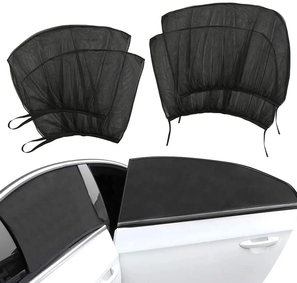 2/4pcs Car Window Screen Door Covers Front/Rear Side Window UV Sunshine Cover Shade Mesh Car Mosquito Net For Baby Child Camping